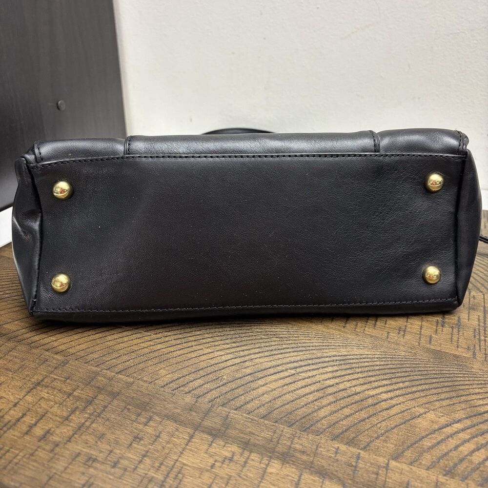Banana Republic Handbag Black Genuine Leather Purse Doble Handle Classic Preppy - Picture 6 of 13